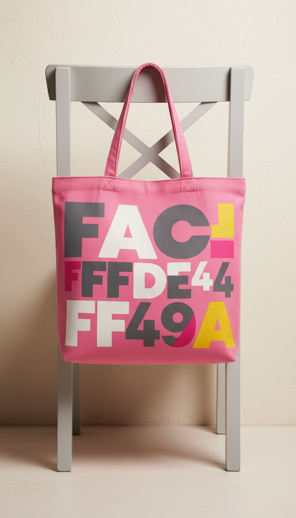 Bubblegum Pink Fashion Bag with Typographic Print