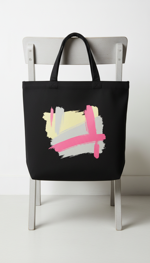 Canvas Black Signature Tote Bag